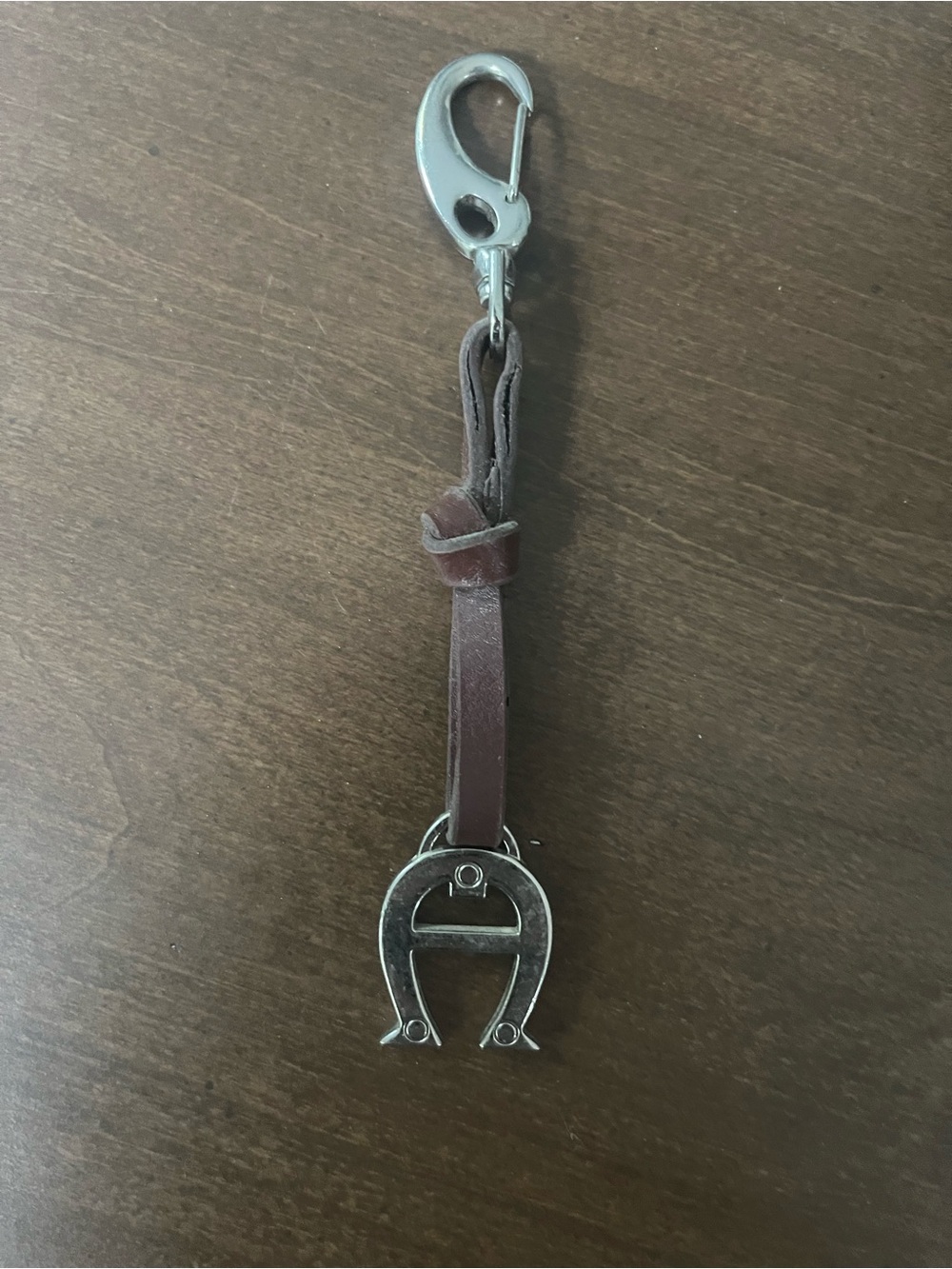 Etienne Aigner Keychain/Bag Charm with Horseshoe Charm - Brown